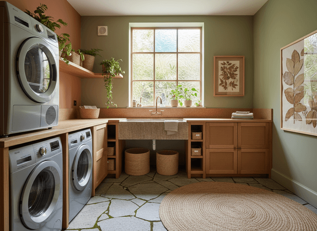 Eco Friendly Laundry Room interior design - professional eco friendly laundry room with sophisticated decor and premium finishes