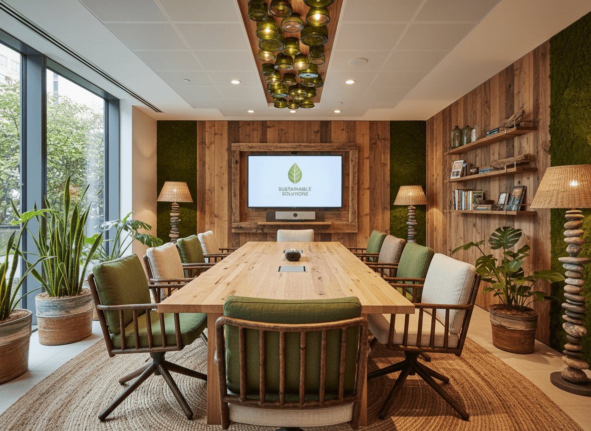 Eco Friendly Meeting Room interior design - professional eco friendly meeting room with sophisticated decor and premium finishes