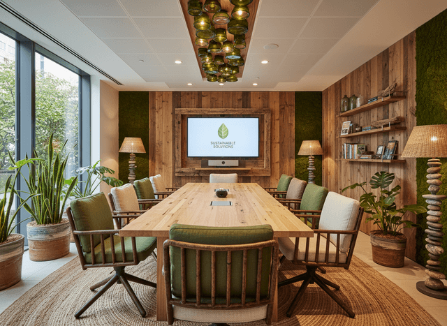 Eco Friendly Meeting Room interior design - professional eco friendly meeting room with sophisticated decor and premium finishes