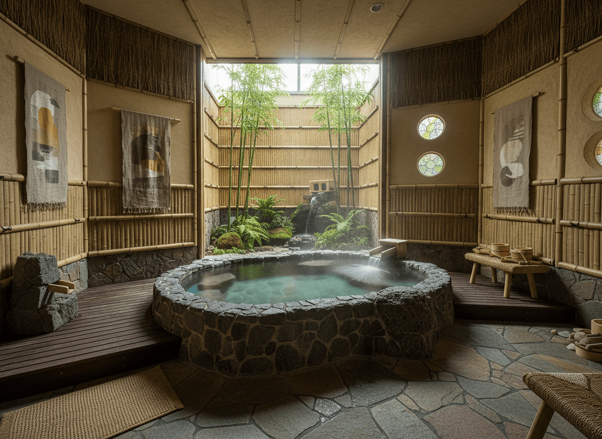 Eco Friendly Onsen interior design - professional eco friendly onsen with sophisticated decor and premium finishes