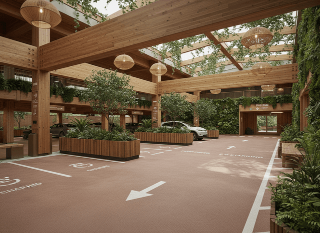 Eco Friendly Parking Lot interior design - professional eco friendly parking lot with sophisticated decor and premium finishes