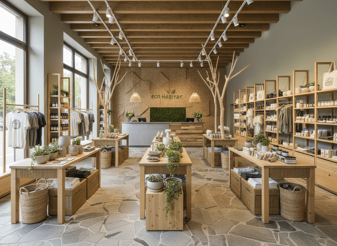 Eco Friendly Store interior design - professional eco friendly store with sophisticated decor and premium finishes