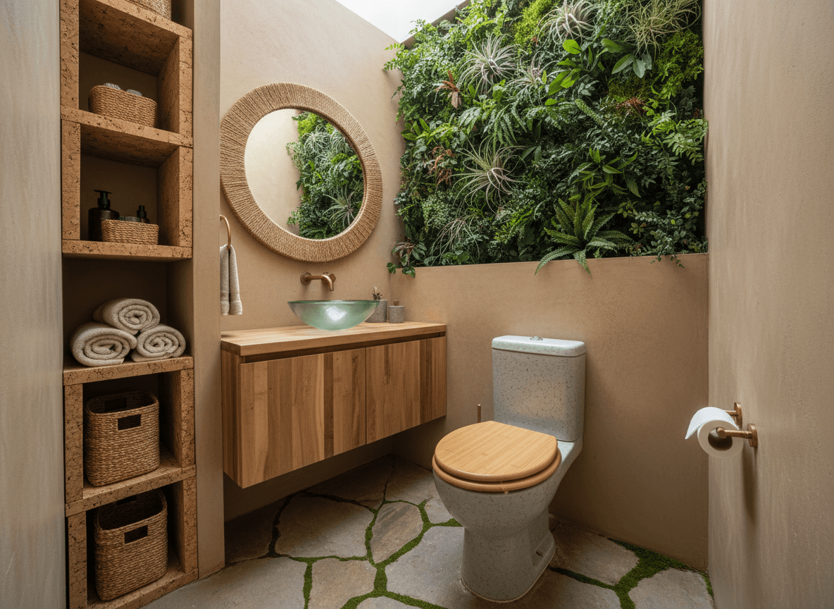 Eco Friendly Toilet interior design - professional eco friendly toilet with sophisticated decor and premium finishes