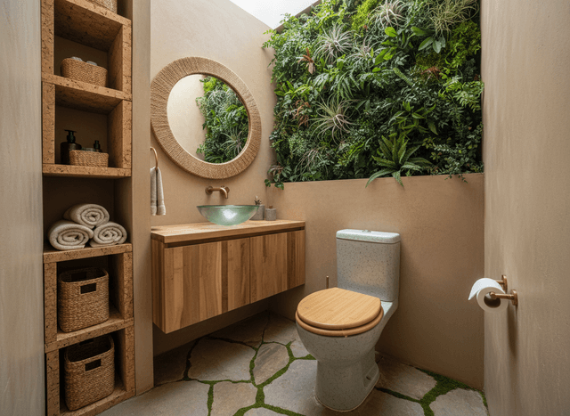 Eco Friendly Toilet interior design - professional eco friendly toilet with sophisticated decor and premium finishes