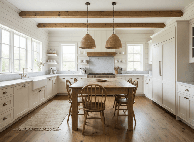 Farmhouse Kitchen interior design - professional farmhouse kitchen with sophisticated decor and premium finishes
