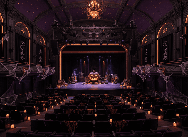 Halloween Auditorium interior design - professional halloween auditorium with sophisticated decor and premium finishes