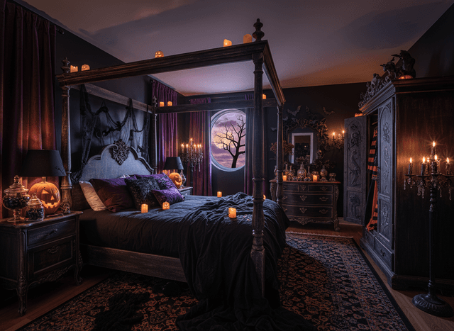 Halloween Bedroom interior design - professional halloween bedroom with sophisticated decor and premium finishes