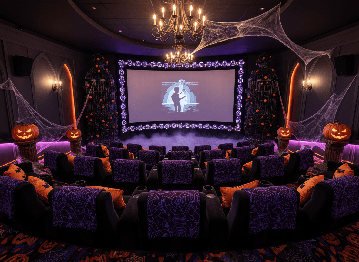 Halloween Cinema interior design - professional halloween cinema with sophisticated decor and premium finishes