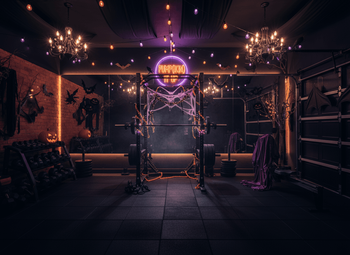 Halloween Garage Gym interior design - professional halloween garage gym with sophisticated decor and premium finishes