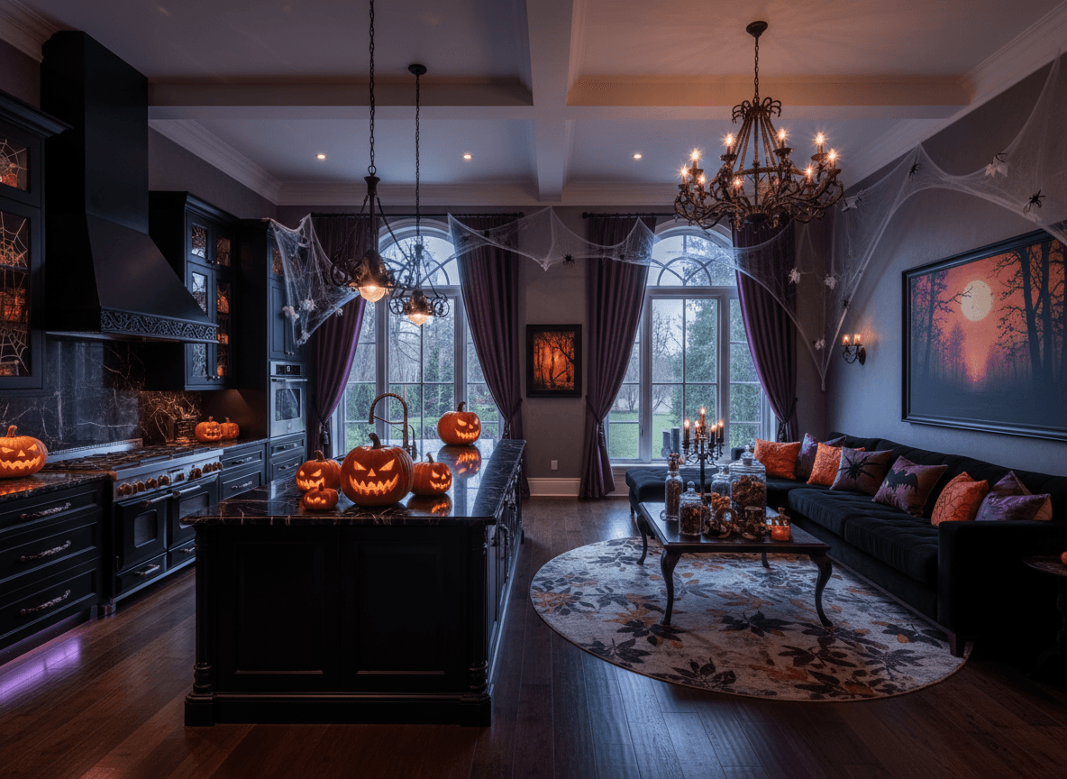 Halloween Kitchen Living Combo interior design - professional halloween kitchen living combo with sophisticated decor and premium finishes
