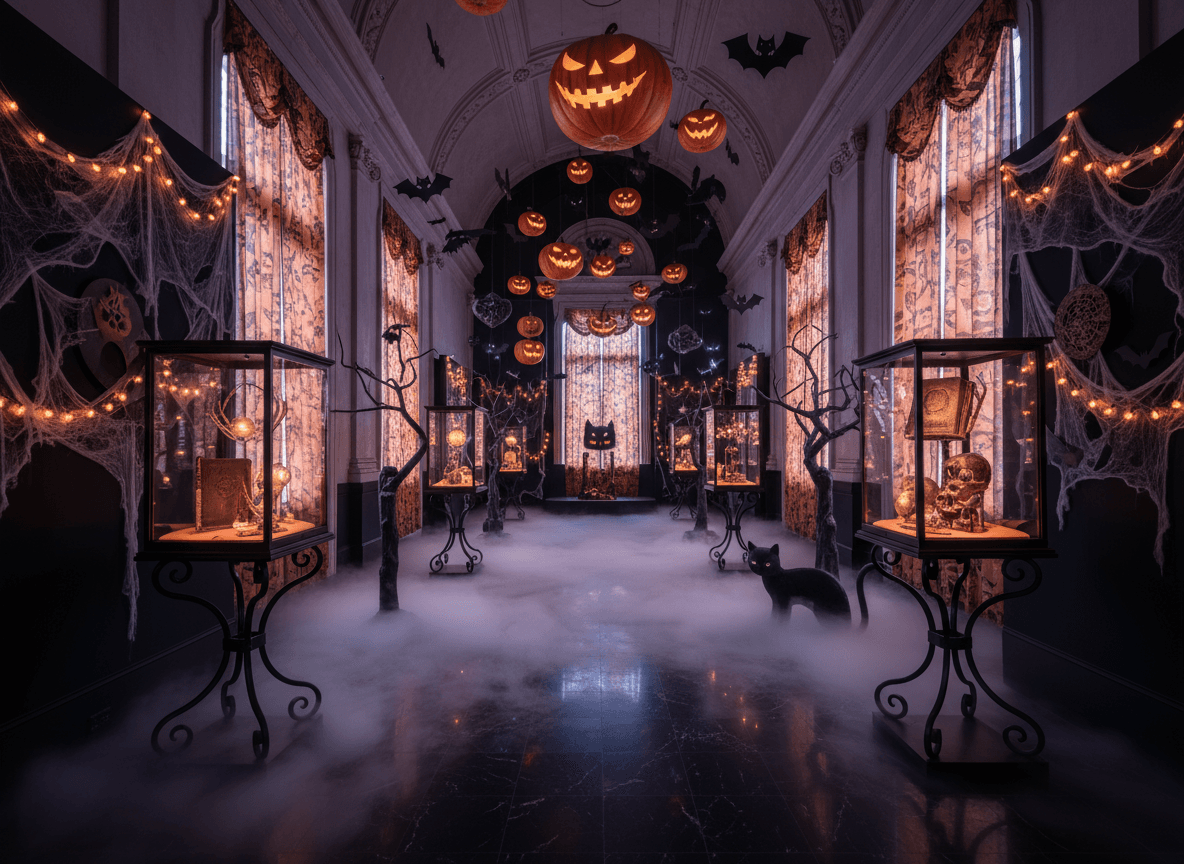 Halloween Museum Hall interior design - professional halloween museum hall with sophisticated decor and premium finishes