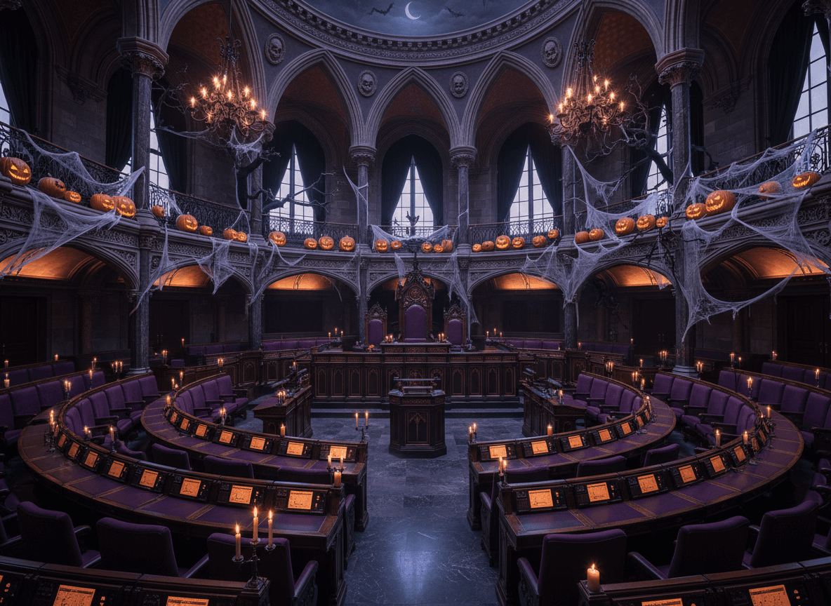Halloween Parliament interior design - professional halloween parliament with sophisticated decor and premium finishes