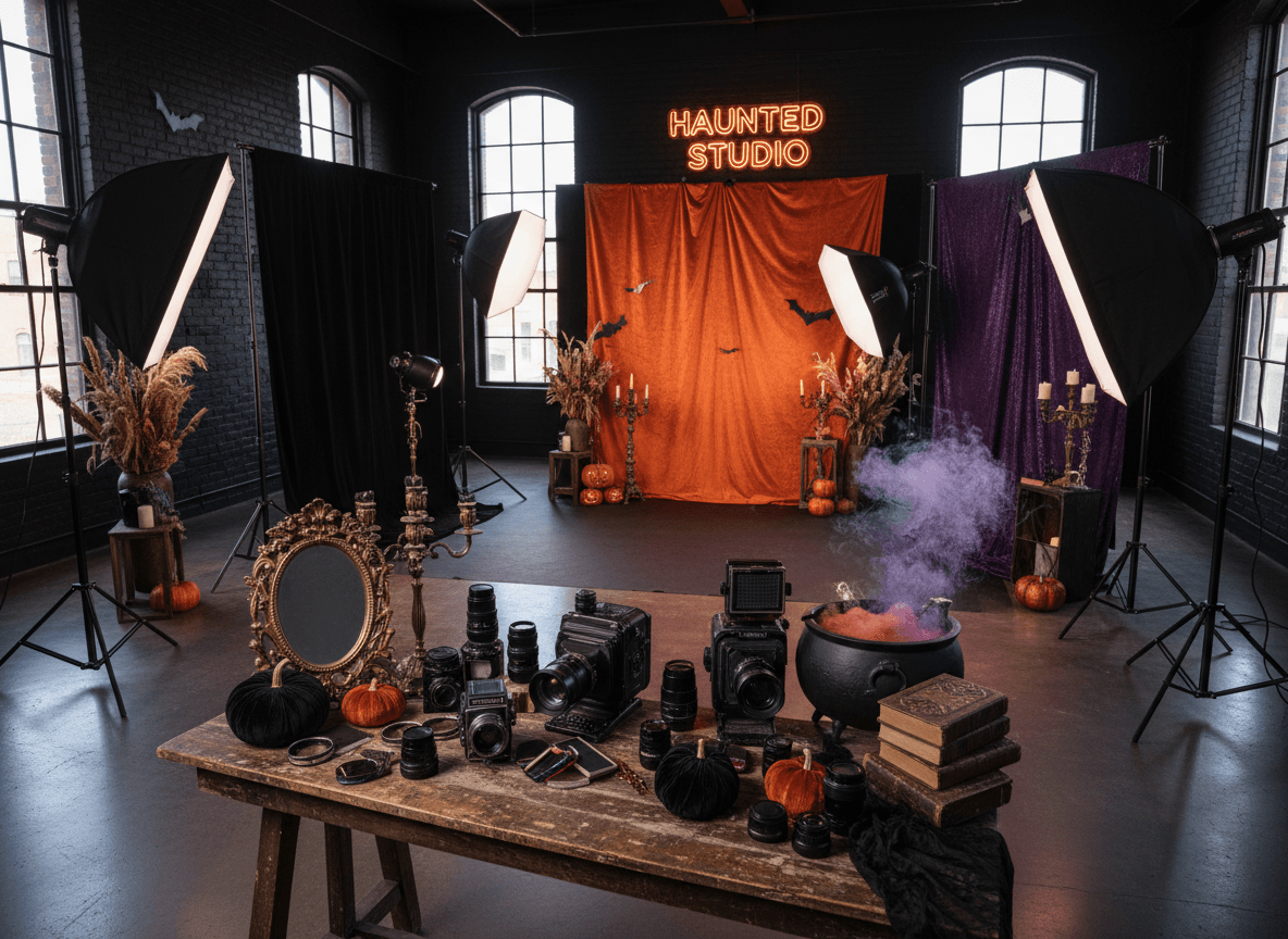 Halloween Photography Studio interior design - professional halloween photography studio with sophisticated decor and premium finishes