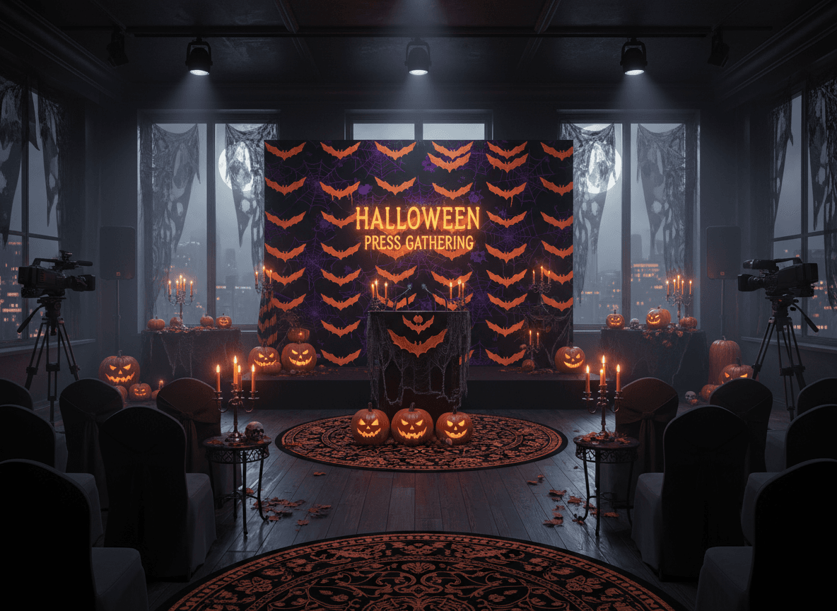 Halloween Press Room interior design - professional halloween press room with sophisticated decor and premium finishes