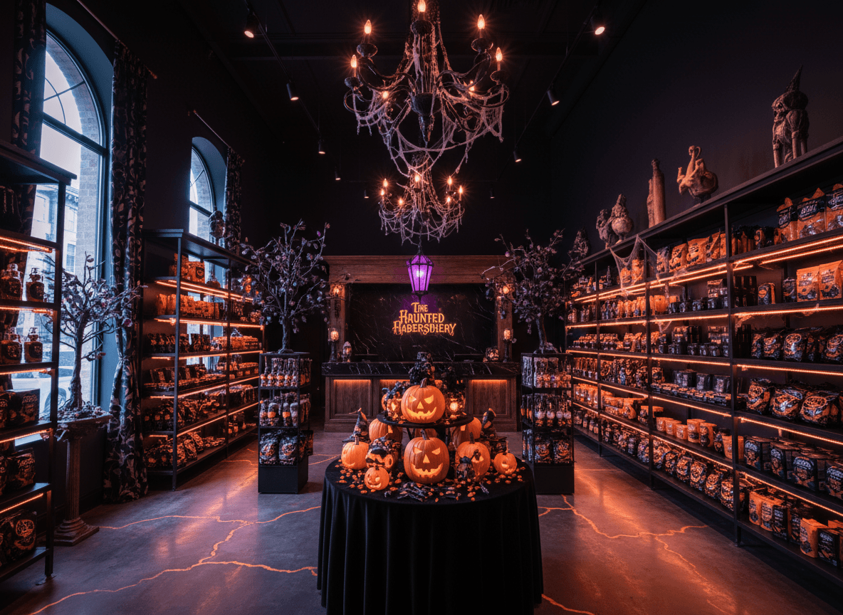 Halloween Store interior design - professional halloween store with sophisticated decor and premium finishes