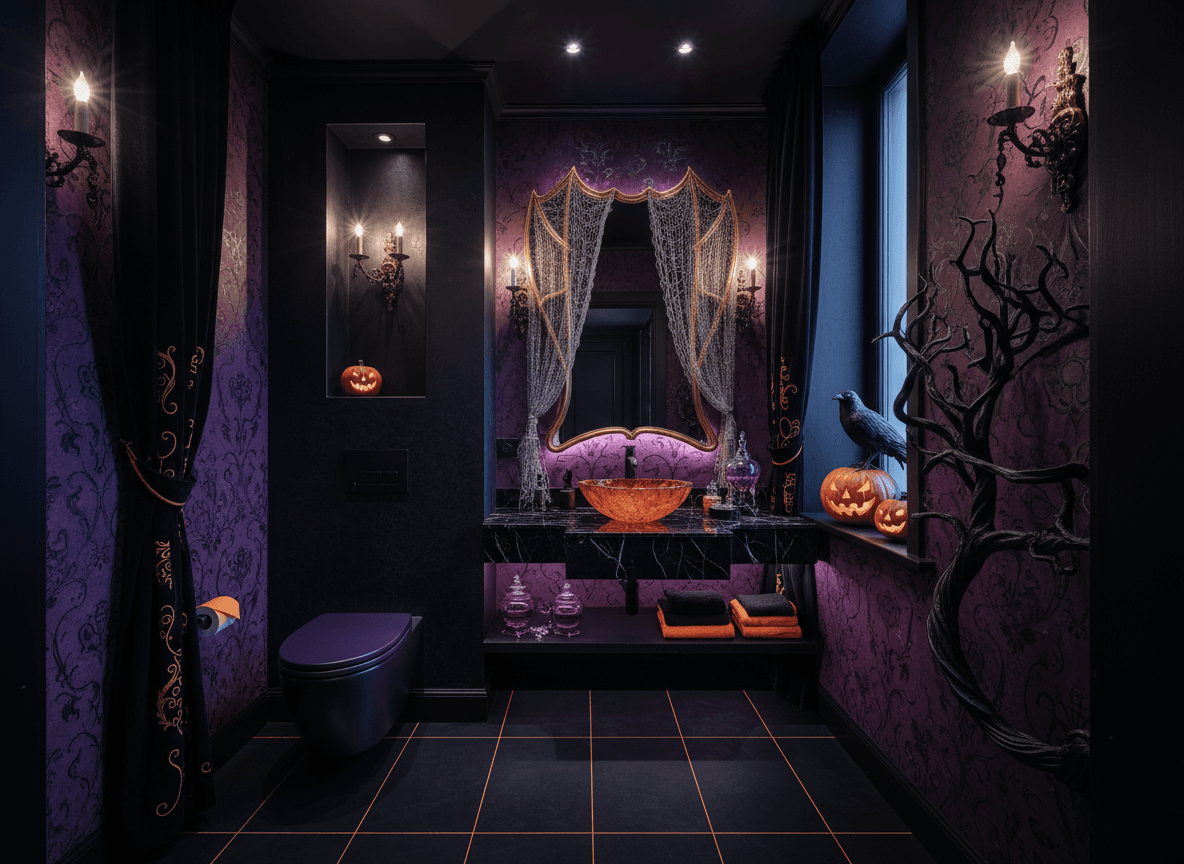 Halloween Toilet interior design - professional halloween toilet with sophisticated decor and premium finishes