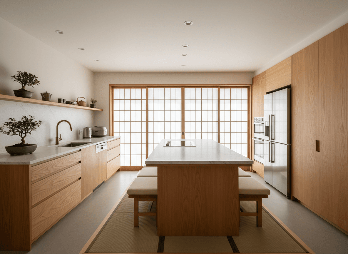 Japanese Design Kitchen interior design - professional japanese design kitchen with sophisticated decor and premium finishes