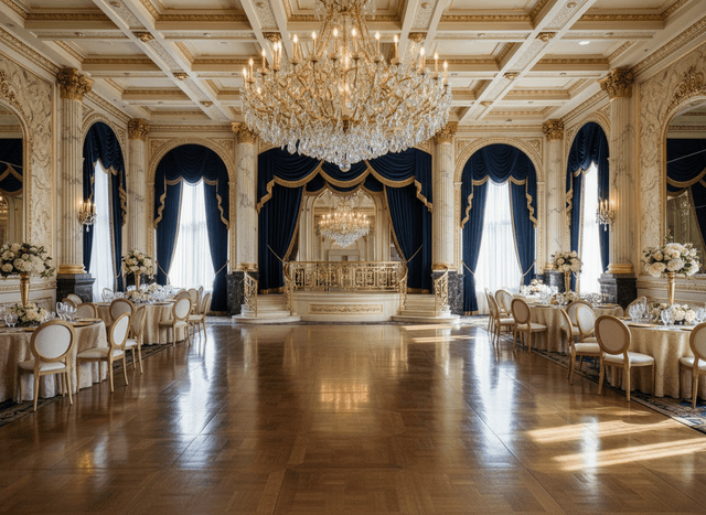 Luxury Ballroom interior design - professional luxury ballroom with sophisticated decor and premium finishes
