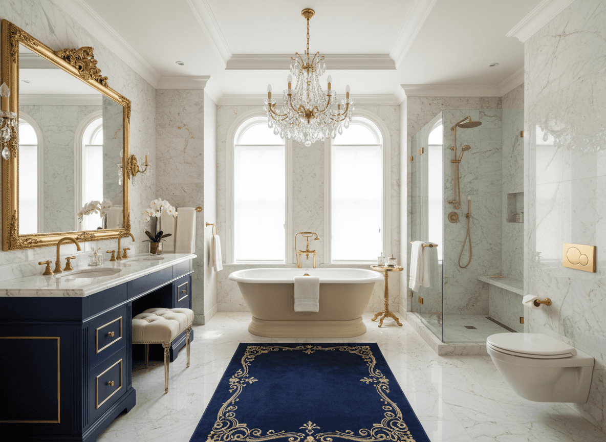Luxury Bathroom interior design - professional luxury bathroom with sophisticated decor and premium finishes