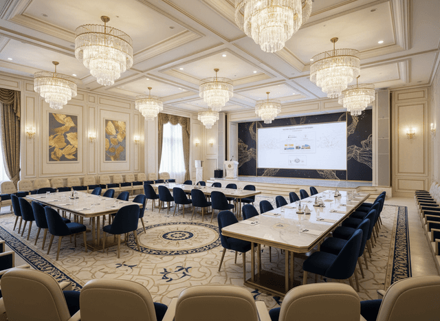 Luxury Conference Hall interior design - professional luxury conference hall with sophisticated decor and premium finishes