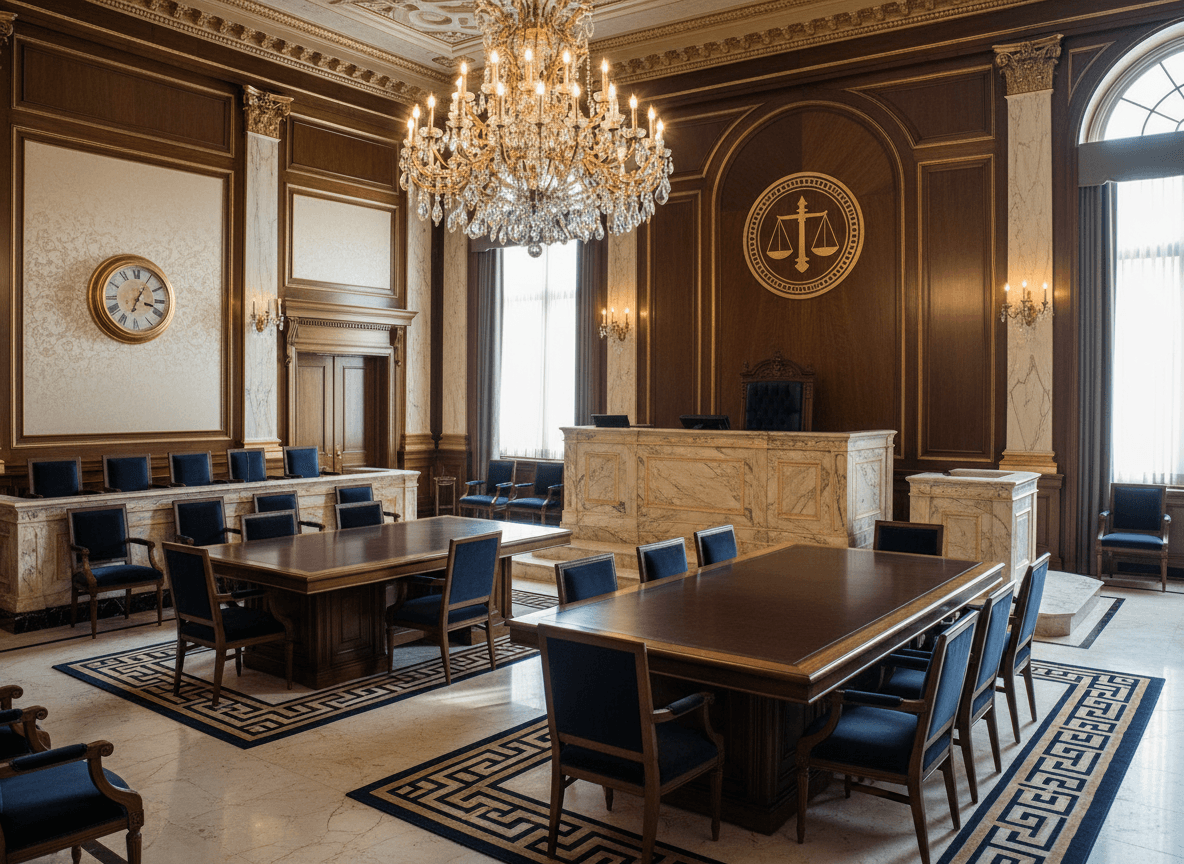 Luxury Courtroom interior design - professional luxury courtroom with sophisticated decor and premium finishes