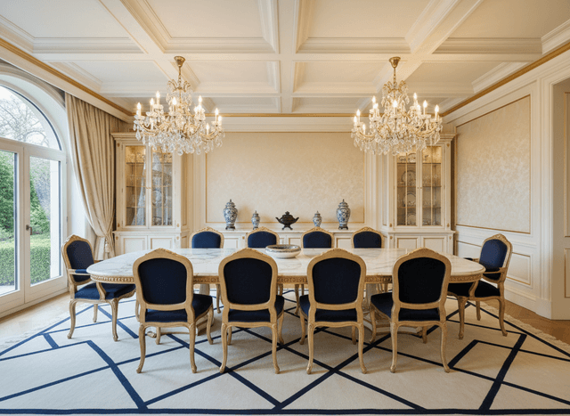 Luxury Dining Room interior design - professional luxury dining room with sophisticated decor and premium finishes