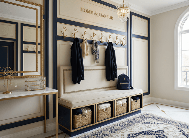 Luxury Drop Zone interior design - professional luxury drop zone with sophisticated decor and premium finishes