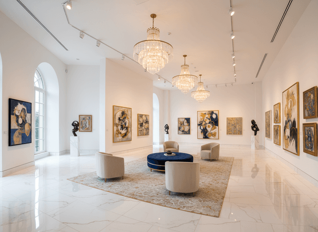 Luxury Gallery interior design - professional luxury gallery with sophisticated decor and premium finishes