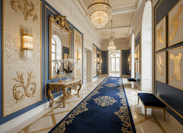 Luxury Hallway interior design - professional luxury hallway with sophisticated decor and premium finishes