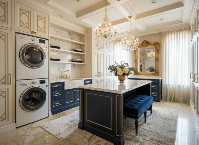Luxury Laundry Room interior design - professional luxury laundry room with sophisticated decor and premium finishes