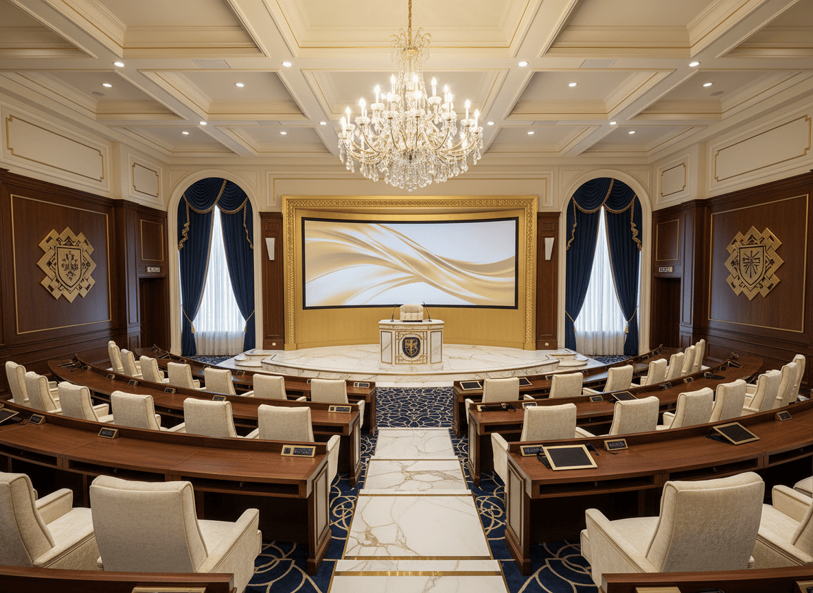 Luxury Lecture Hall interior design - professional luxury lecture hall with sophisticated decor and premium finishes