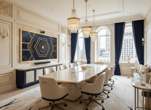 Luxury Meeting Room interior design - professional luxury meeting room with sophisticated decor and premium finishes