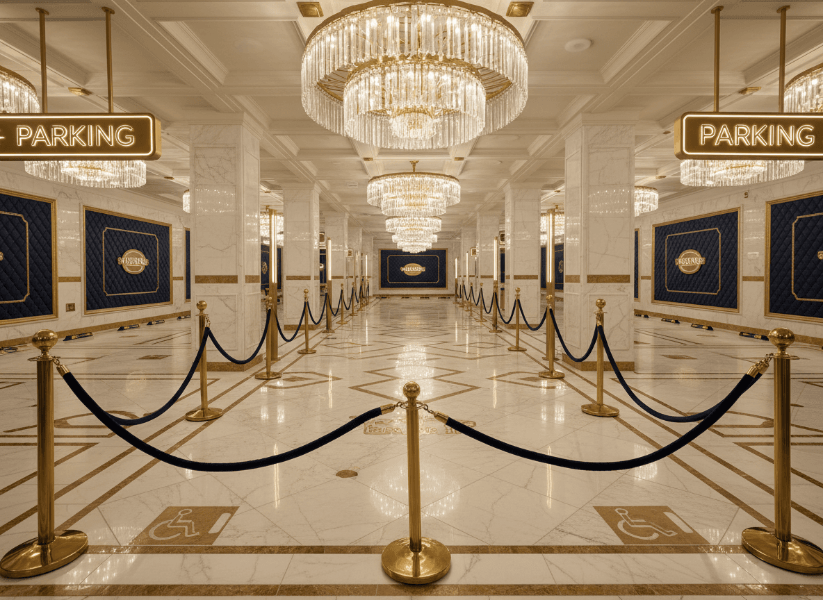 Luxury Parking Lot interior design - professional luxury parking lot with sophisticated decor and premium finishes