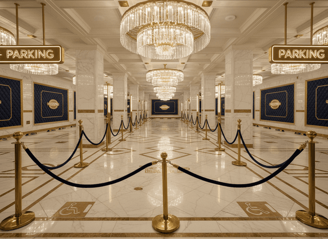 Luxury Parking Lot interior design - professional luxury parking lot with sophisticated decor and premium finishes