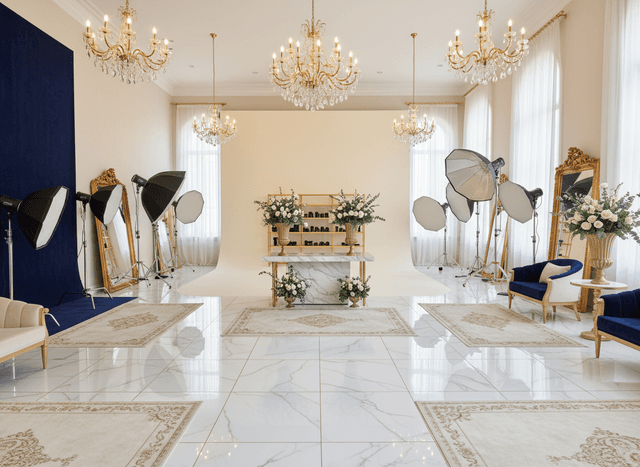 Luxury Photography Studio interior design - professional luxury photography studio with sophisticated decor and premium finishes