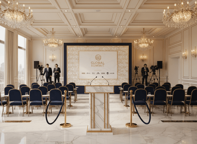 Luxury Press Room interior design - professional luxury press room with sophisticated decor and premium finishes