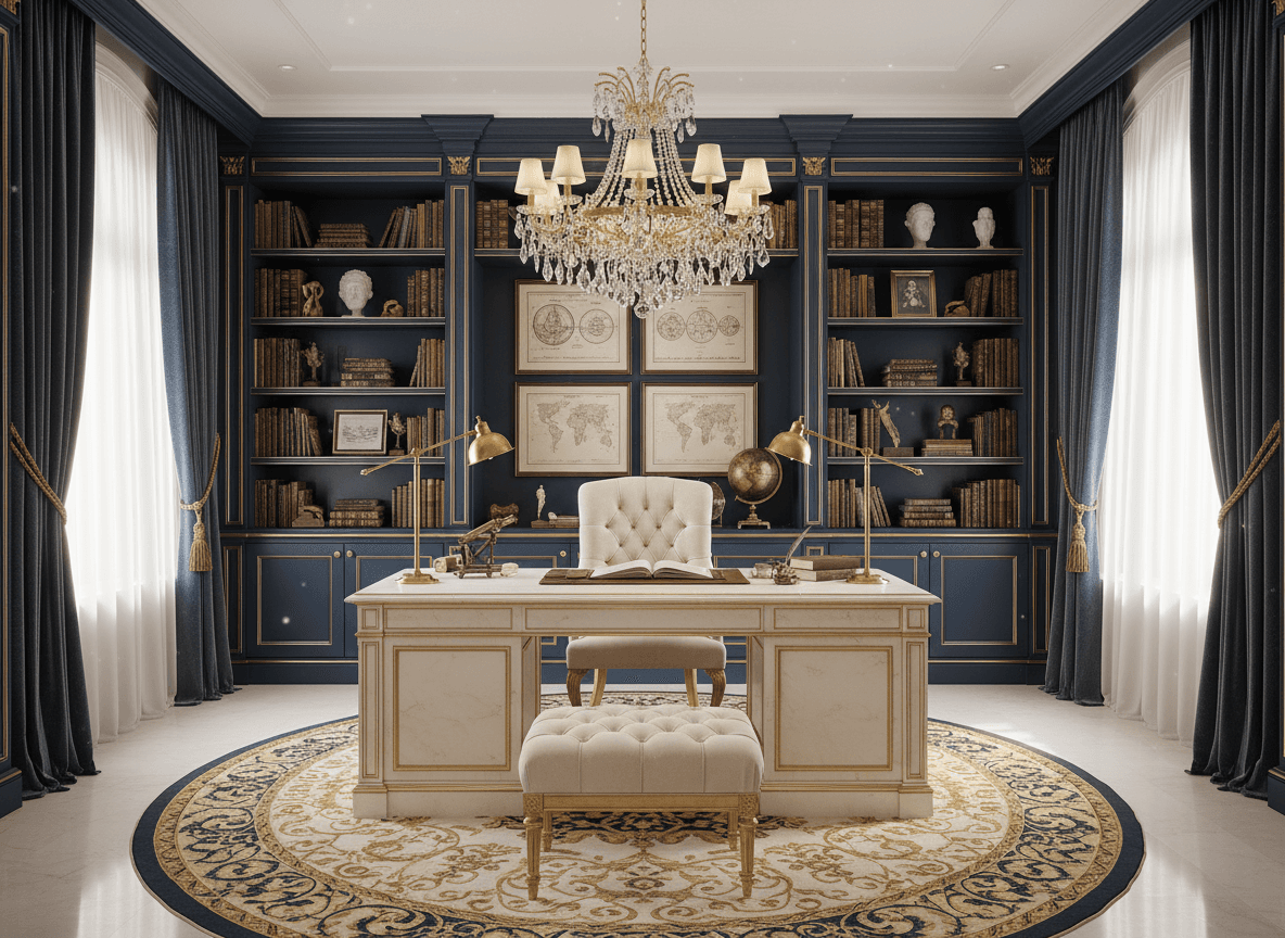 Luxury Study Room interior design - professional luxury study room with sophisticated decor and premium finishes