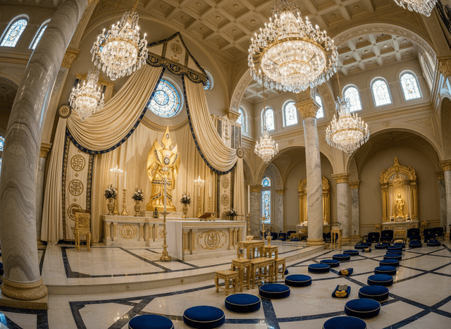 Luxury Temple interior design - professional luxury temple with sophisticated decor and premium finishes