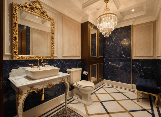Luxury Toilet interior design - professional luxury toilet with sophisticated decor and premium finishes