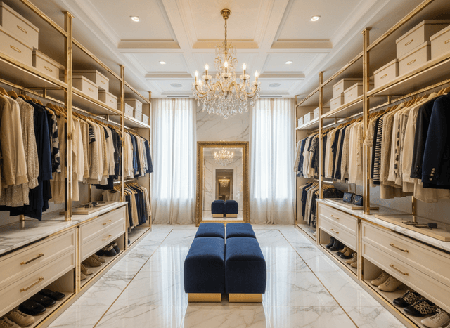 Luxury Walk In Closet interior design - professional luxury walk in closet with sophisticated decor and premium finishes
