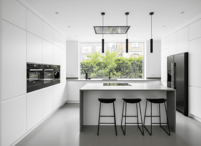 Modern Kitchen interior design - professional modern kitchen with sophisticated decor and premium finishes