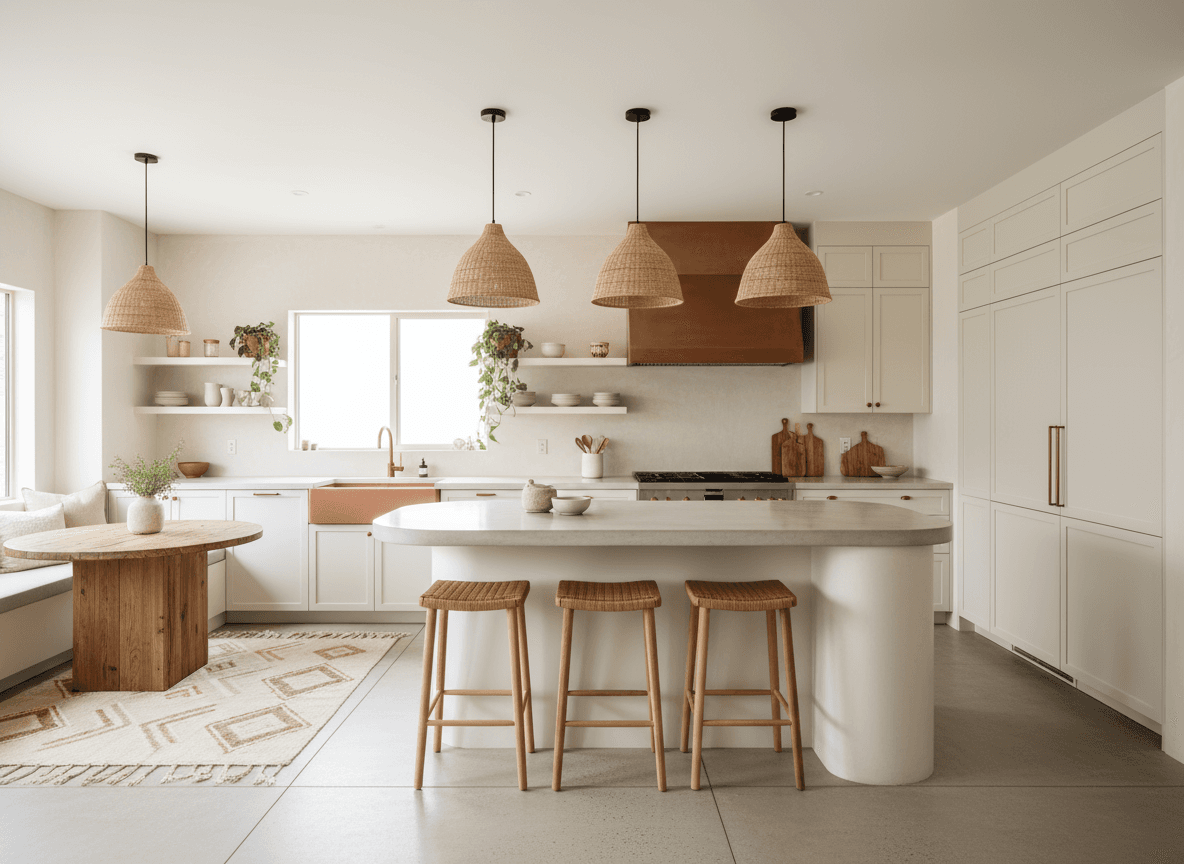 Modern Boho Kitchen interior design - professional modern boho kitchen with sophisticated decor and premium finishes