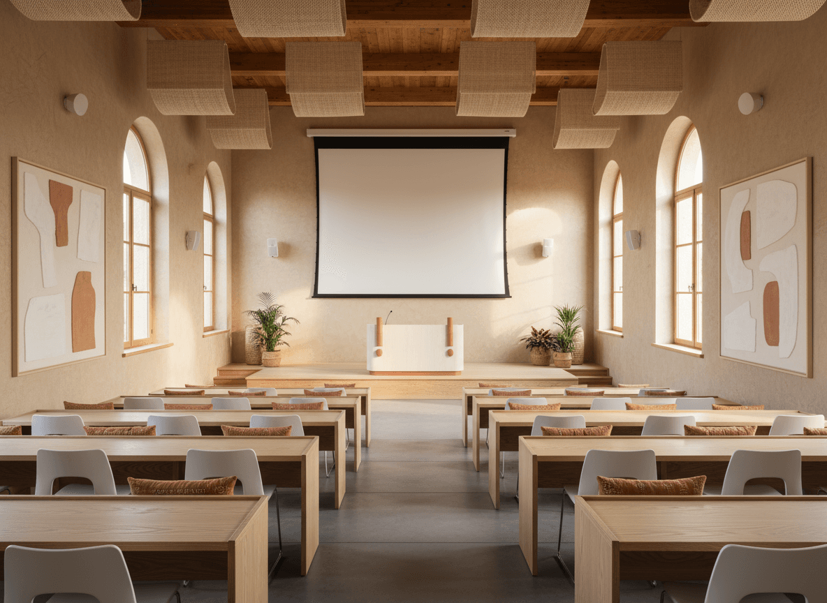 Modern Boho Lecture Hall interior design - professional modern boho lecture hall with sophisticated decor and premium finishes