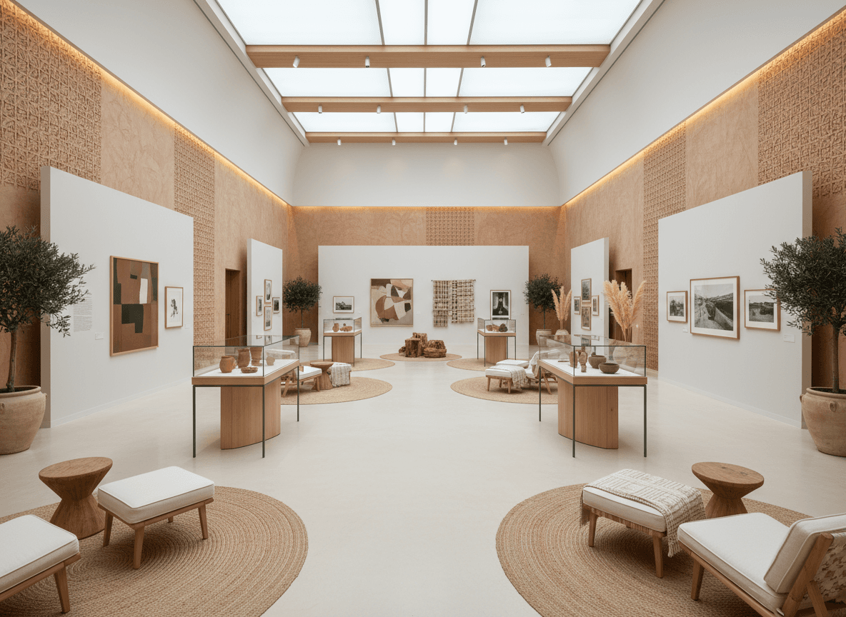 Modern Boho Museum Hall interior design - professional modern boho museum hall with sophisticated decor and premium finishes