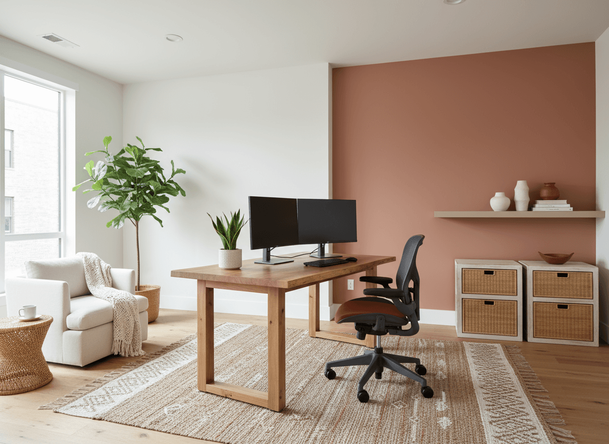 Modern Boho Office interior design - professional modern boho office with sophisticated decor and premium finishes