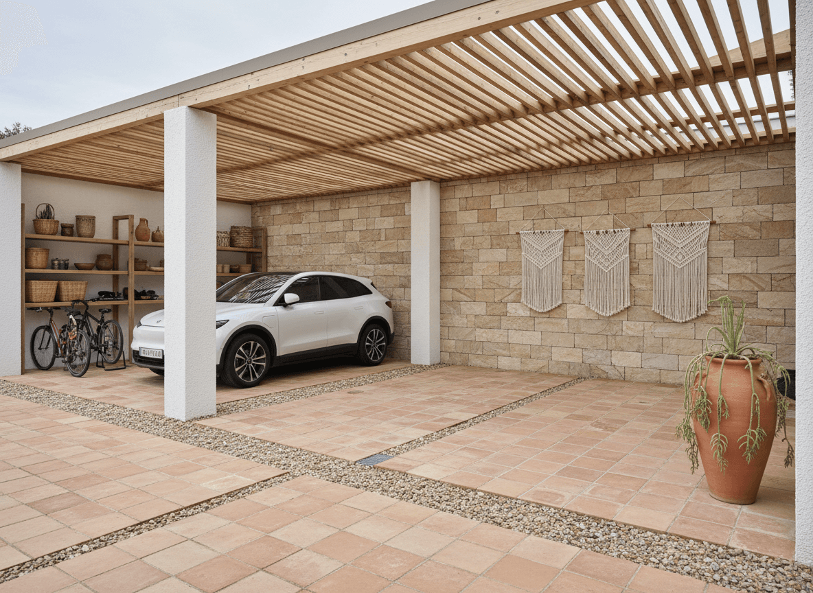 Modern Boho Outdoor Garage interior design - professional modern boho outdoor garage with sophisticated decor and premium finishes