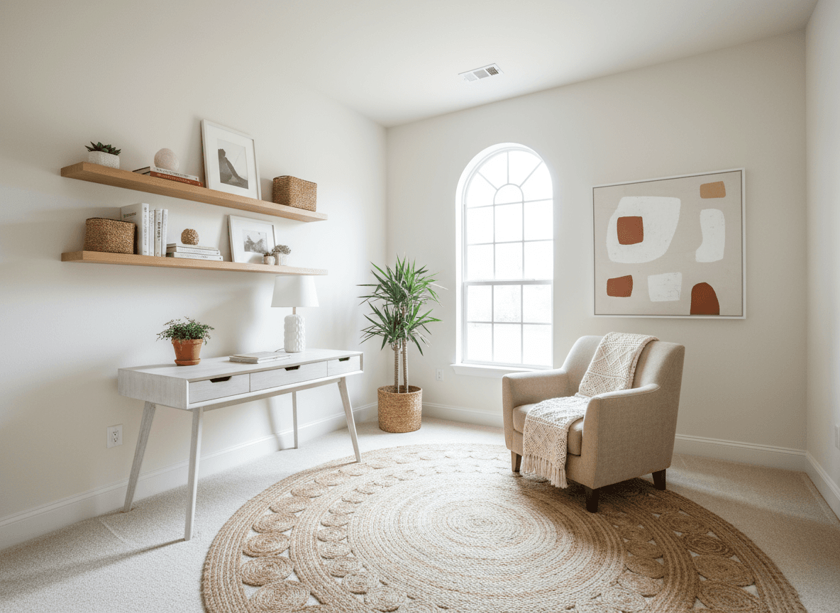 Modern Boho Study Room interior design - professional modern boho study room with sophisticated decor and premium finishes
