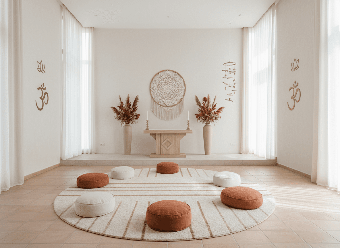 Modern Boho Temple interior design - professional modern boho temple with sophisticated decor and premium finishes