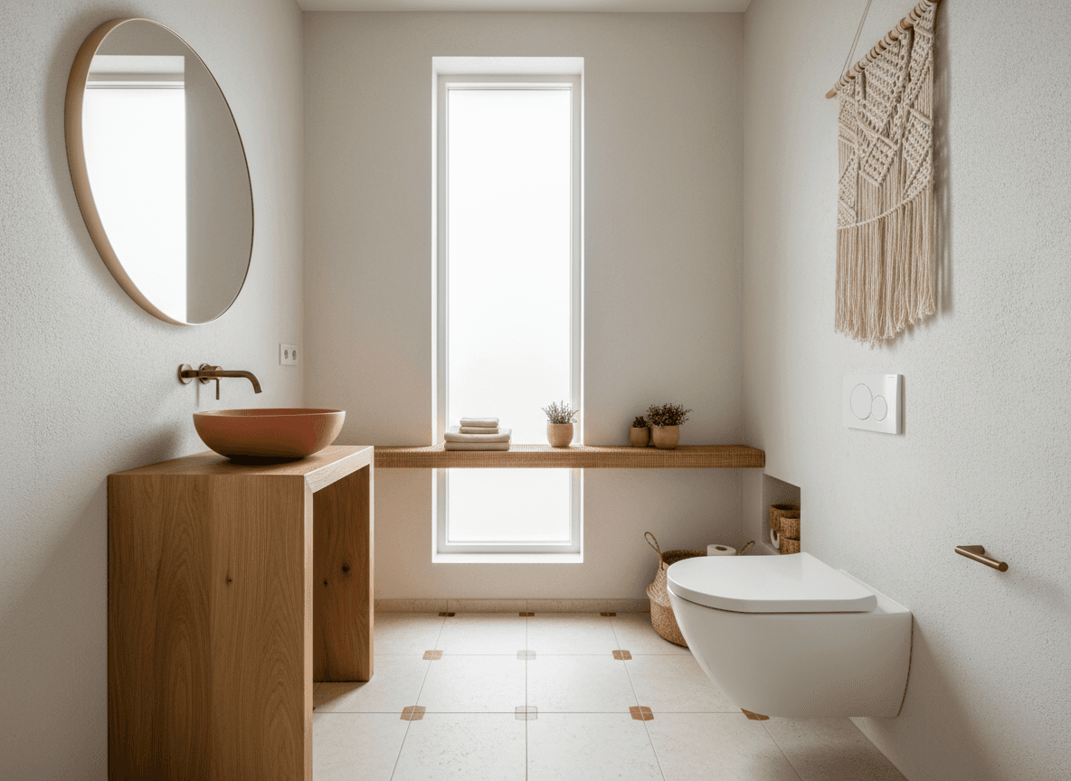 Modern Boho Toilet interior design - professional modern boho toilet with sophisticated decor and premium finishes