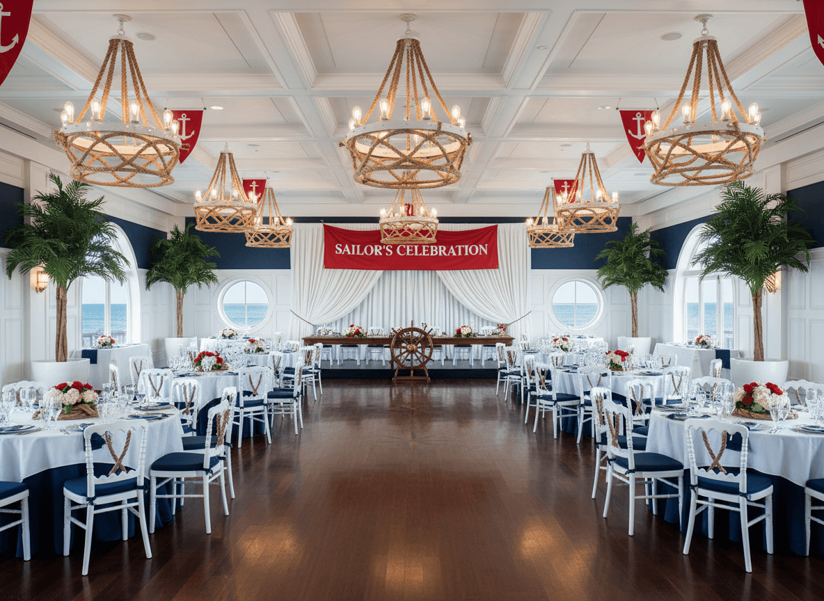 Nautical Banquet Hall interior design - professional nautical banquet hall with sophisticated decor and premium finishes